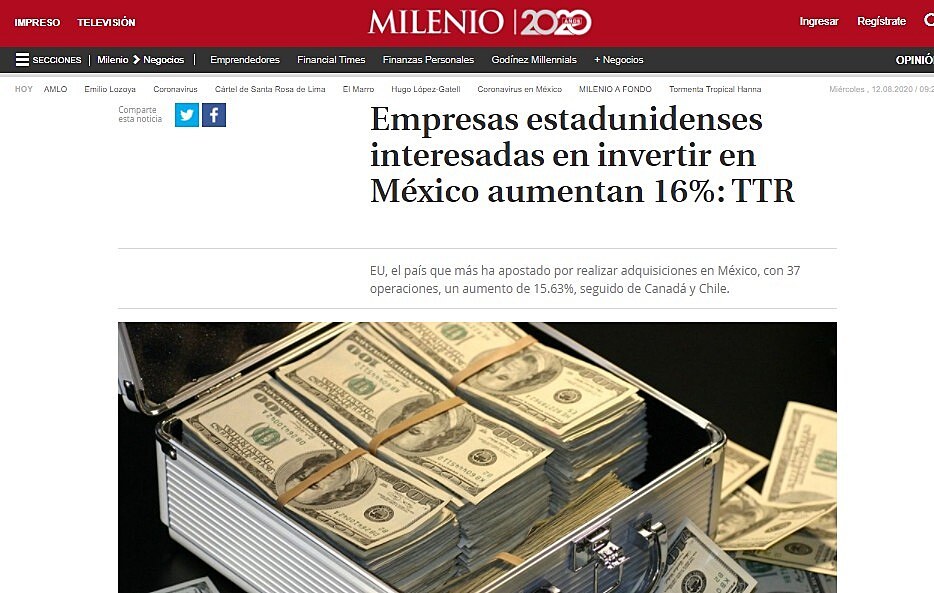 Empresas estadunidenses interesadas en invertir en Mxico aumentan 16%: TTR